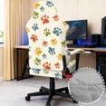 thumbnail image 3 of TSOVTHRID Colorful Paw Beige Print Gaming Chair Covers with Armrest Covers Set of 4 Elastic Universal Fit Gaming Chair Slip Cover Set Breathable Rotating Armchair Slipcovers, 3 of 7