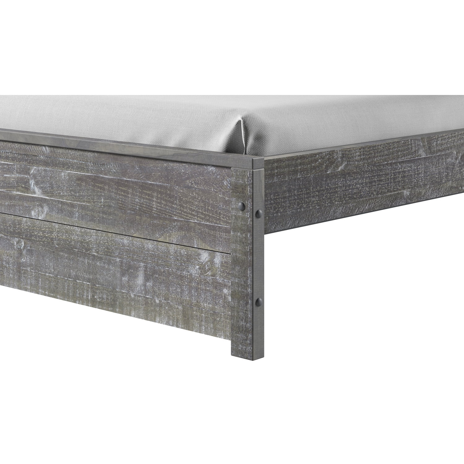 Camaflexi Hampton Solid Wood Queen Size Bed, Queen Bed Frame with Headboard, Granite Grey Finish