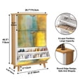 thumbnail image 2 of Shoe Storage Cabinet with 3 Flip Drawers for Teal Yellow Abstract Art Painting Shoe Rack Storage Organizer, 2 of 8