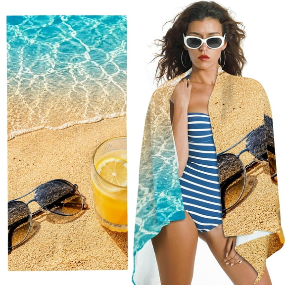 RKSupls Beach Sunglasses Lemonade Summer Oversized Microfiber Beach Towel - Ultra-Soft Microfiber, Suitable for Bathroom, beach, Soft Super Absorbent- 30x60 in