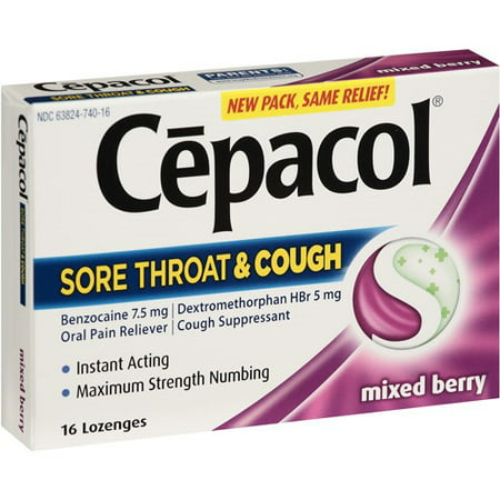 Cepacol Mixed Berry Sore Throat & Cough Lozenges, 16