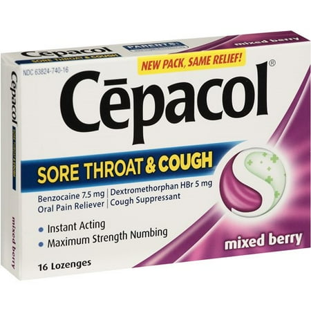 Cepacol Mixed Berry Sore Throat & Cough Lozenges, 16 (Best Cold Medicine For Sore Throat And Cough)