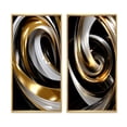 thumbnail image 2 of Designart "Black White Gold Swirl Liquid Dimension III" Abstract Spirals Framed Wall Art Set Of 2 - Transitional Gold Gallery Wall Frame Set For Home Decor, 2 of 6
