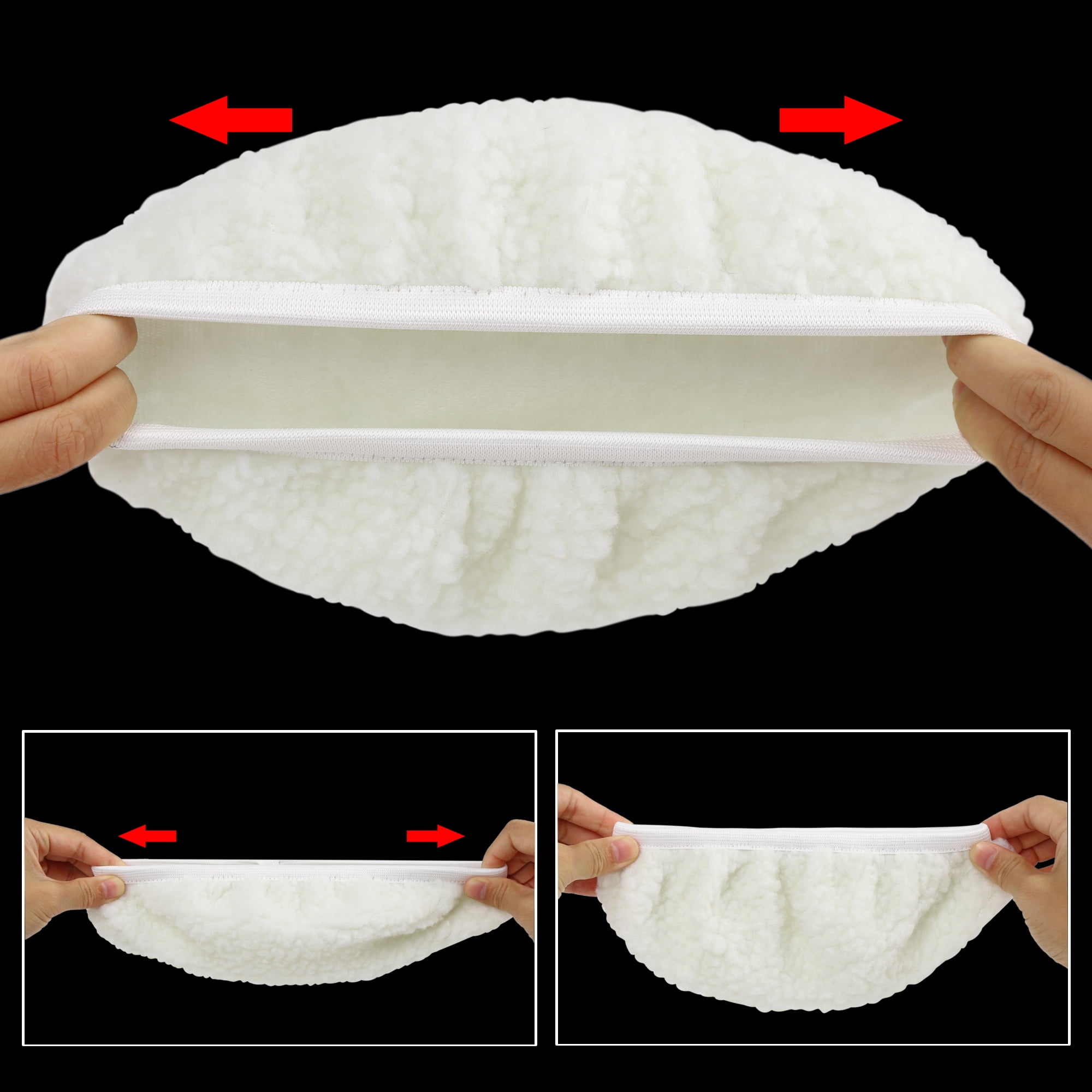 Unique Bargains 5Pcs 9"-10" White Plush Car Wax Polishing Bonnet Buffing Pads
