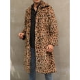 thumbnail image 5 of KelaJuan Men’s Faux Fur Coat Winter Warm Long Sleeve Leopard/Zebra Print Long Jacket Open Front Overcoat, 5 of 6