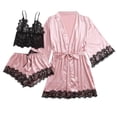 thumbnail image 2 of Birdeem Women Plus Size Sexy Lingerie Silk Robe Satin Bathrobe Four-Piece Set Sleepwear Pajamas, 2 of 12