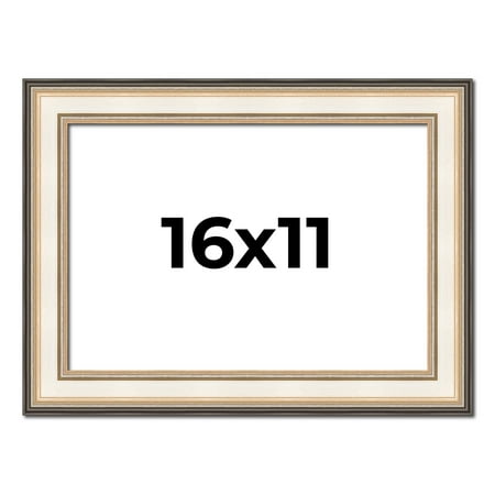 16x11 Frame Gold Silver Plein Aire 2" Inch Wide Moulding Solid Wood Picture Frame | Modena