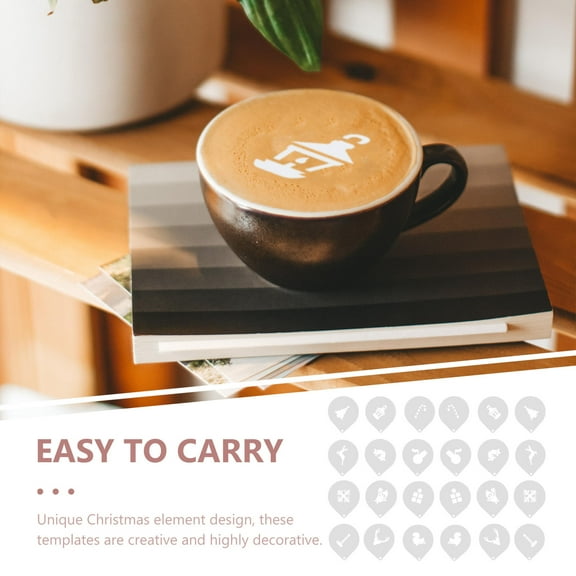 SEWCHICS 24Pcs Coffee Decorating Stencils Coffee Art Stencils Latte Art Stencils (White)