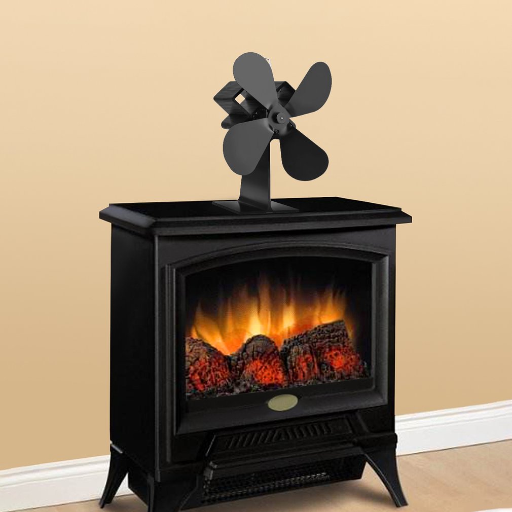 Fireplace Tool Sets Home Kitchen 4 Blade Heat Powered Stove Fan