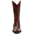 thumbnail image 3 of FSJ Women Western Cowboy Studded Pull On Mid-Calf Boots Square Closed Toe Block Wooden Low Heel Cowgirl Retro Stylish Boots Shoes Size 8 Red, 3 of 4