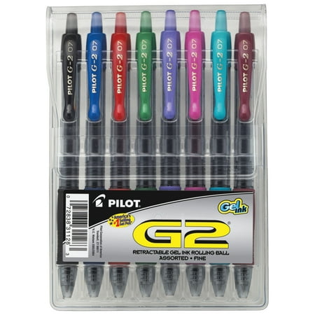 Pilot G2 Retractable Gel Ink Pen Set, 8-Colors (Best Thin Gel Pens)