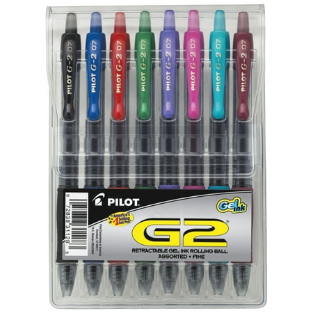 Pilot G2 Retractable Gel Ink Pen Set, 8-Colors (Best Colored Pens For Note Taking)