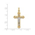 thumbnail image 3 of 14k Real Gold Crucifix Cross Pendant for Men and Women Two Tone Religious Jewelry with INRI Inscription and Textured High Relief Jesus Figure Christian Faith Symbol, 3 of 6
