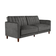 DHP Pin Tufted Transitional Futon, Gray Velvet