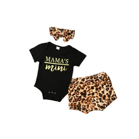 

LuiryareBaby Girl’s Clothes Sweet Letter Jumpsuit+Leopard Pants +Headband MHXX