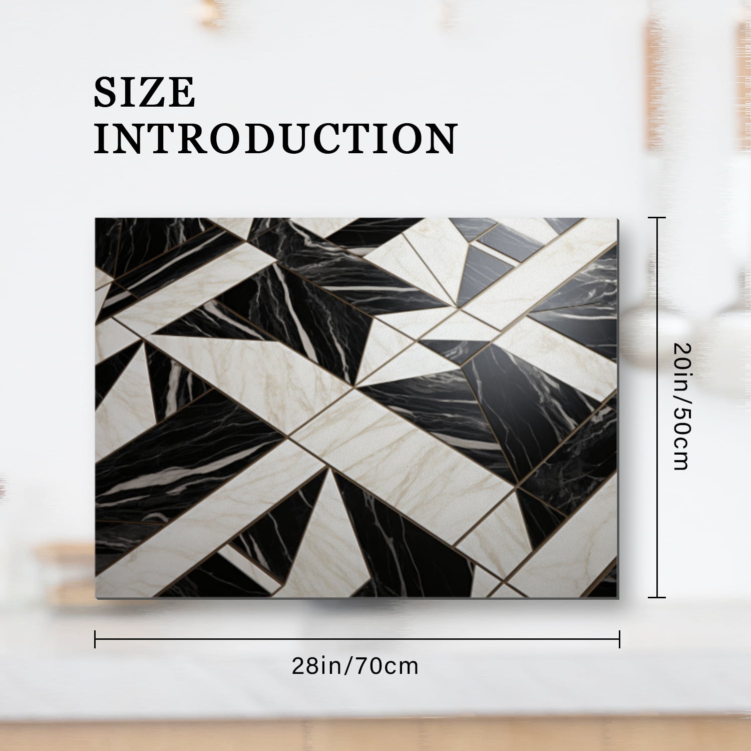 Decorative Stove Top Covers, Abstract Geometric Art Marble Print Flat Stove Top Cover, Black and White Square Foldable Waterproof Mat for Kitchen RV (28×20 Inch)