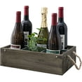 thumbnail image 4 of MyGift Distressed Barnwood Style Beer Bottle Crate with Rope Handles and Metal Divider Panels, Brown, 4 of 6