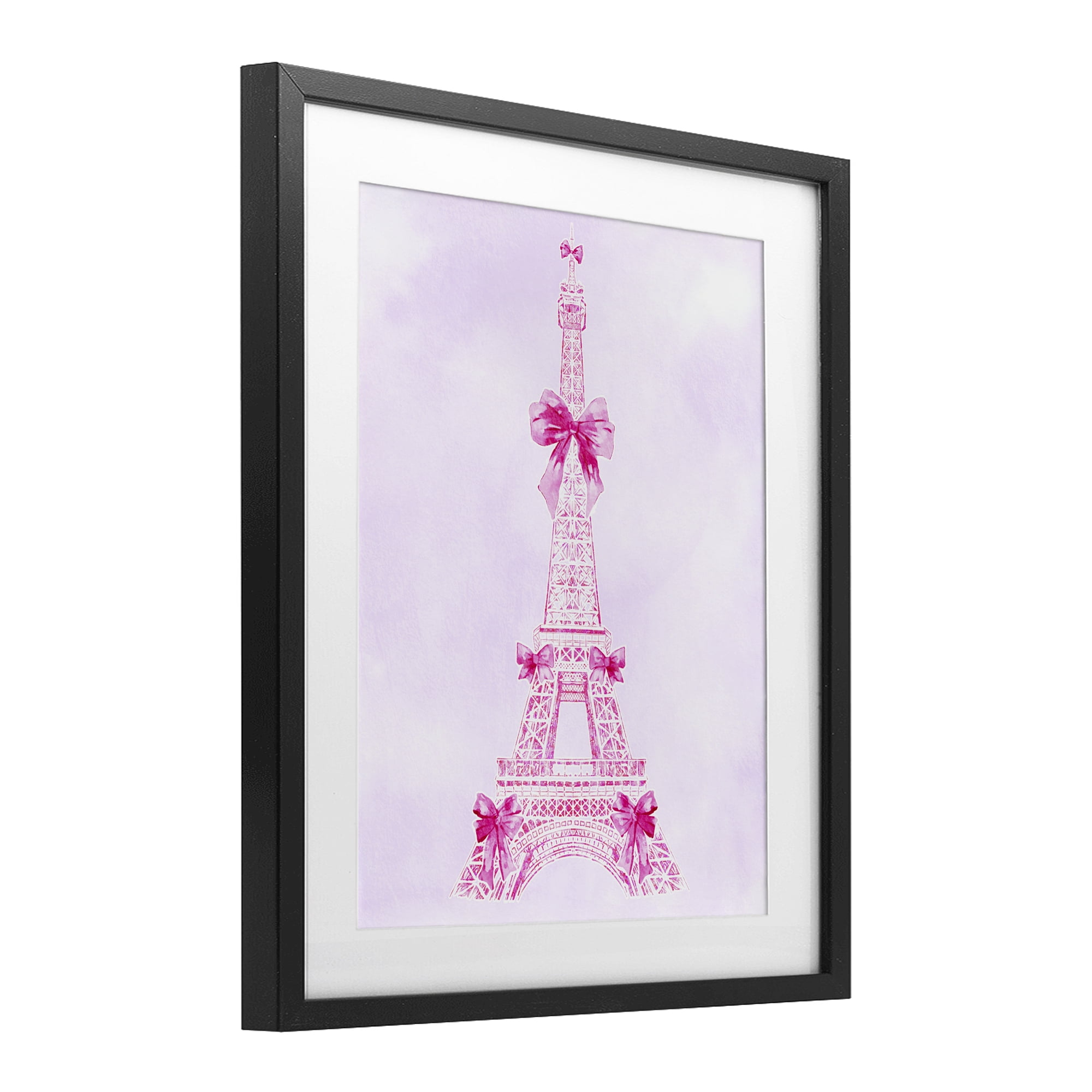 Stupell Industries Ribbon Bedecked Eiffel Tower Black Framed Print Under Glass, design by Ziwei Li