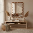 thumbnail image 2 of Wall Mirror Yellowish Brown 30"x40" Wavy Rectangle Solid Wood Frame Decorative Mirror,For Bedroom, Bathroom, Living Room, Entryway,Decorative Wall Mirror, 2 of 14