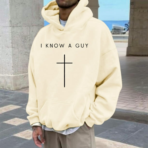MHFRRA Sudadera con Capucha y Diseño de Jersey, Informal, Cómoda y Urbana para Creyentes Beige