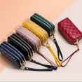 thumbnail image 4 of Women Wallets with Wrist Strap PU Card Holder Three-Zipper Pocket Purse Simple Style Handbag Coin Keys Soft Bag Wine Red, 4 of 10