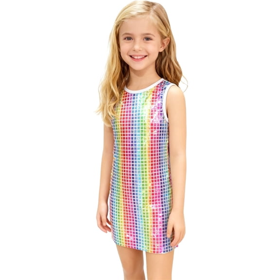 XXWXYD Teen Girls Par𝗍y Dress Glitter Sequin Fancy Formal Holiday Dress Casual Wedding Birthday Dance Dresses Celebration Outfit Festive Skirt