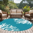 thumbnail image 4 of Teal Blue Coral Coastal Round Area Rug 5Ft Washable Circle Rugs for Living Room Bedroom, Nautical Ocean Summer Beach Non-Slip Carpet Floor Mats Indoor Outdoor Carpet Runner Aesthetic Home Decor, 4 of 8