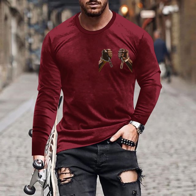Blusas y camisas de manga larga con cuello redondo para hombre, blusa con estampado de liberación, de manga larga y cuello redondo, blusa para hombre.