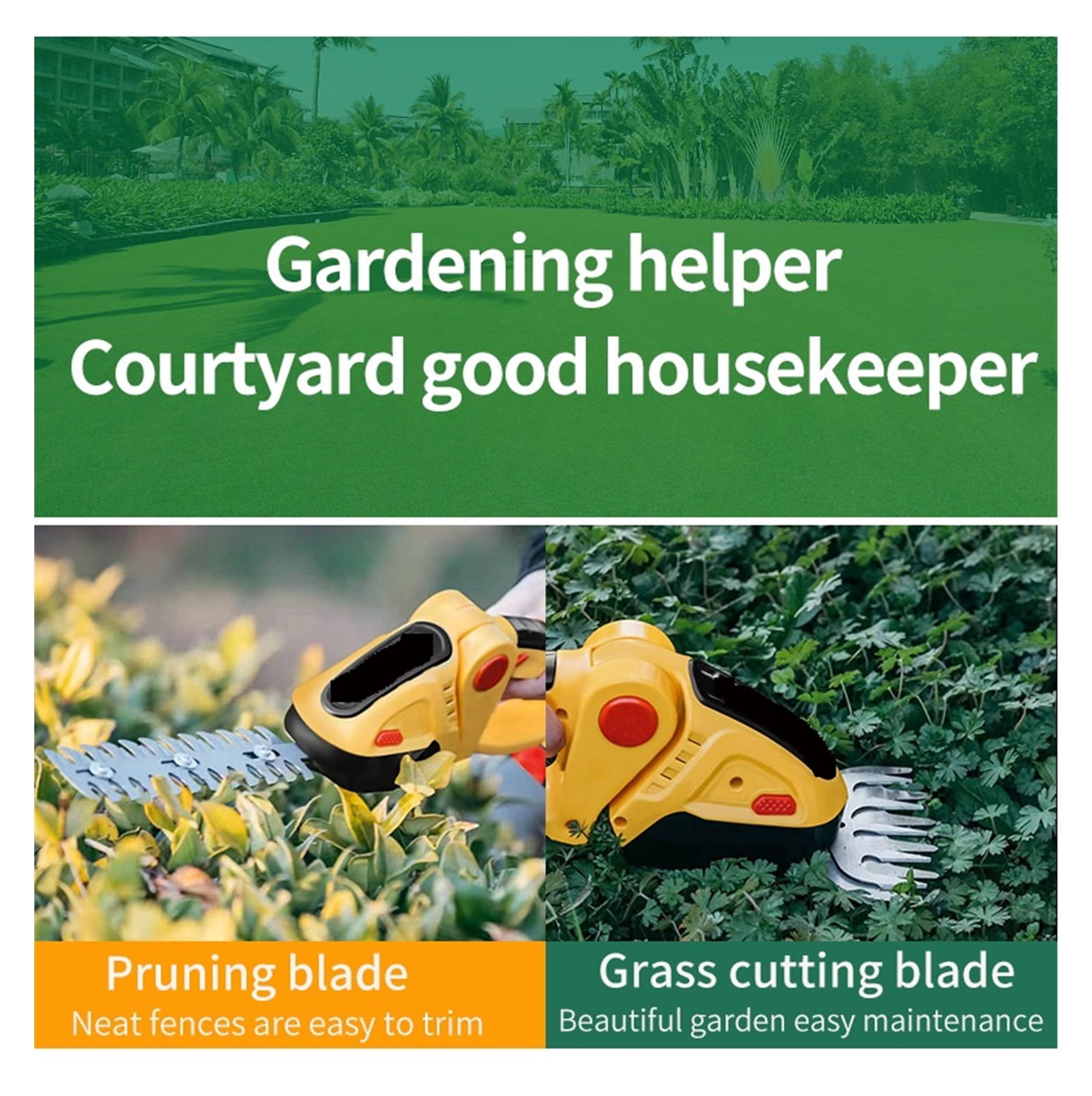 Garden Tools Electric Pruning, Grass Cutting Fence Cutting Rechargeable Pruning Green Belt Gardening Single Handed Hedge Trimmer ,2 IN 1 Trimmer & Edger