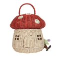 thumbnail image 4 of Handmade Rattan Mushroom-shaped Storage Basket- Cute Handmade Handcrafted Gift Decoration Artwork Rattan, Pink, 4 of 5