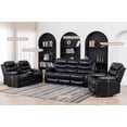 thumbnail image 6 of 3-Piece Faux Leather Reclining Sofa Set Drop Down Table USB Charging Black, 6 of 7