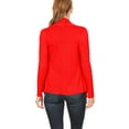 thumbnail image 3 of Moa Collection Women's Long Sleeve Draped Neck Open Front Waist Length Solid Cardigan, 3 of 4