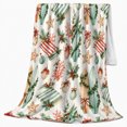thumbnail image 2 of Coastal Christmas Flannel Blanket, Cream Teal Red Surfboard Shell Starfish Coral Pine Berry Pattern for Sofa Couch Bed Living Room Bedroom Home Decor Holiday Gift for Beach Lovers, 2 of 7