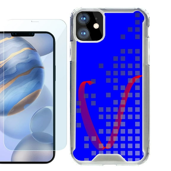 For Apple iPhone 12 Case, iPhone 12 Pro Case, Hybrid Bumper Phone case, with Tempered Glass Screen Protector, by OneToughShield ® - Victory