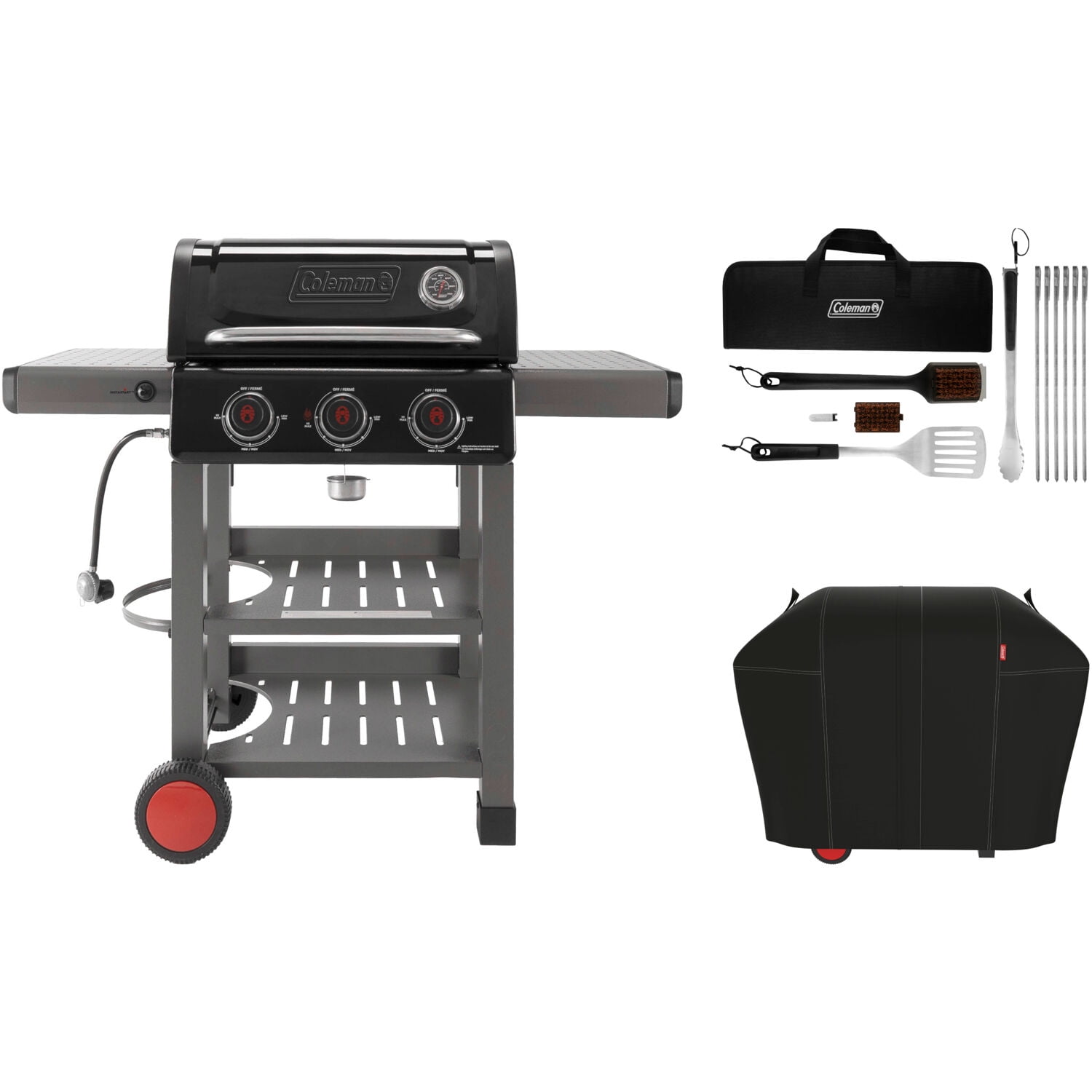 BBQ セットColeman CoolSider Stainless Grill Coleman Stainless Steel/Gray 4-Burner Liquid Propane and