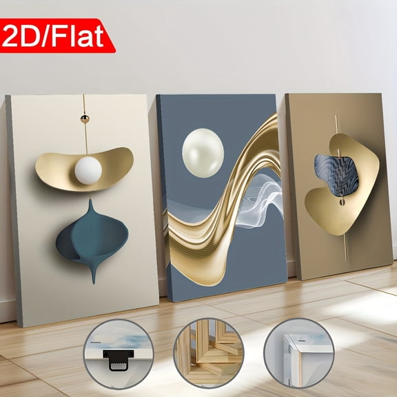 3pcs 2D/Flat print, Framed canvas painting and poster, Ready to Hanging, Abstract geometric modeling, Abstract Sculpture Prints - Home Decor, Wall Art, Room Decor, Home Mural, Ideal for Gift