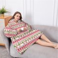 thumbnail image 5 of Oversized Wearable Blanket Hoodie,White Christmas Folk Pattern Sherpa Blanket Hoodie with Super Pockets,Super Warm Fuzzy Pullover for Women & Men, 5 of 6