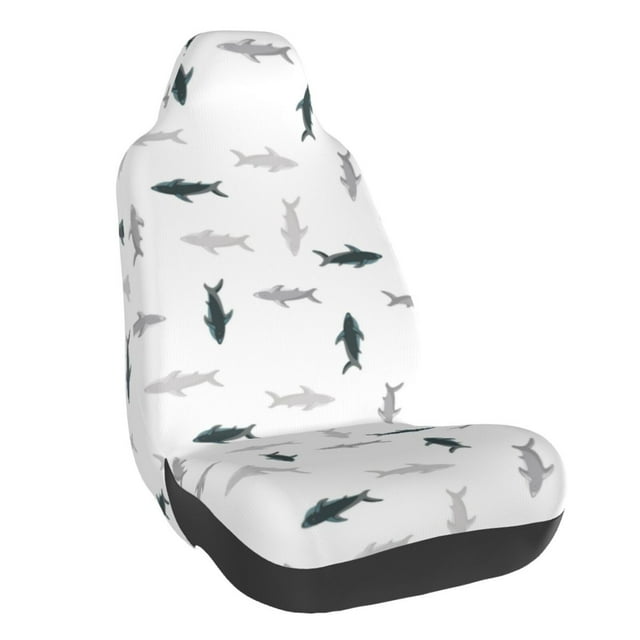 Wukai Cute Shark Full Set Car Seat Covers with Soft Padding Universal Auto Front Seats Protector and Cushion Mat