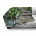 thumbnail image 2 of Forest Soft Flannel Fleece Throw Blanket, Path and the Waterfall Board in Croatia Cascade Garden Lake Fence Peaceful View, Cozy Plush for Indoor and Outdoor Use, 70" x 90", Brown Green, by Ambesonne, 2 of 5