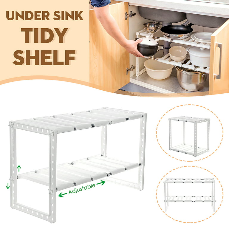 2 Tier Under Sink Rack Expandable Shelf Organizer Rack Kitchen Cabinet Rack  Storage Shelf Holder for Home 