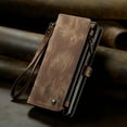 thumbnail image 7 of K-Lion for iPhone 14 Plus Wallet Case ,Luxury Magnetic PU Leather Zipper Purse 2 in 1 Design Shockproof Flip Case Card Slot Kickstand Phone Cover with Lanyard for Women Men ,Darkbrown, 7 of 7