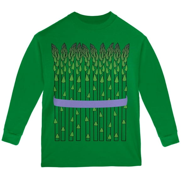 Halloween Vegetable Asparagus Costume Youth Long Sleeve T Shirt Green YSM