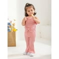 thumbnail image 3 of Infant Baby Girl Clothes Solid Jumpsuit Sleeveless Ruffle Halter Bodysuit Bell-Bottoms Pants Outfits Set Pink 3-6 Months, 3 of 6