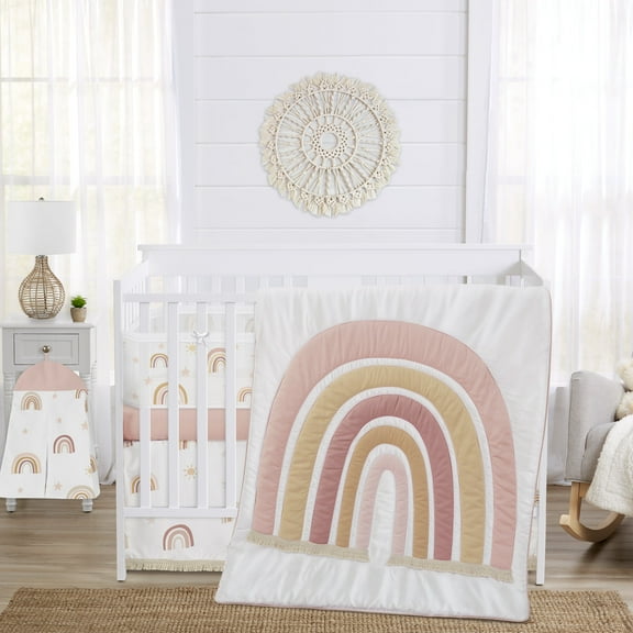 Sweet Jojo Designs Boho Rainbow Pink Gold and Taupe Crib Bedding   BreathableBaby Breathable Mesh Liner Pad
