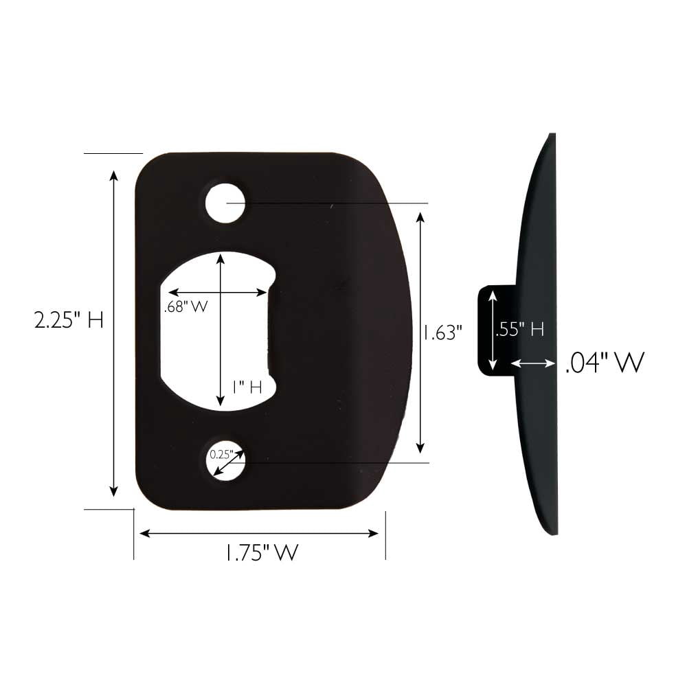Design House Matte Black Finish Full Lip Round Corner Strike Plate