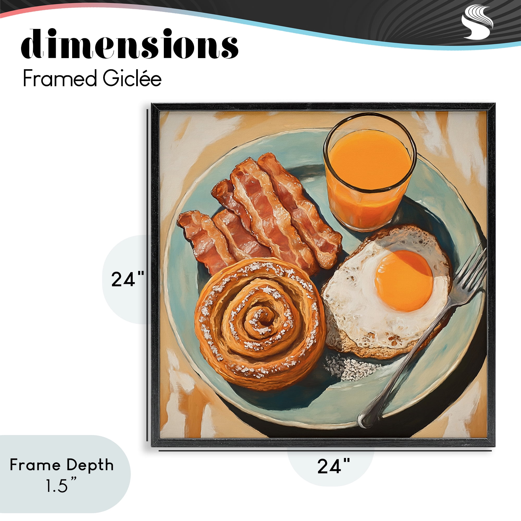 Stupell Industries Cinnamon Roll Breakfast Black Framed Giclee Art, design by Tina LeCour