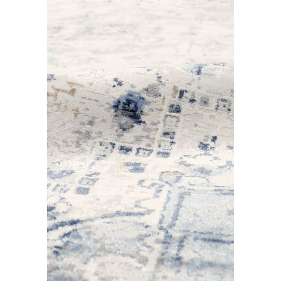 Pasargad Home Efes 5' x 8' Power-Loomed Light Grey/Light Blue Rug, For Indoor Space and all Age of Group