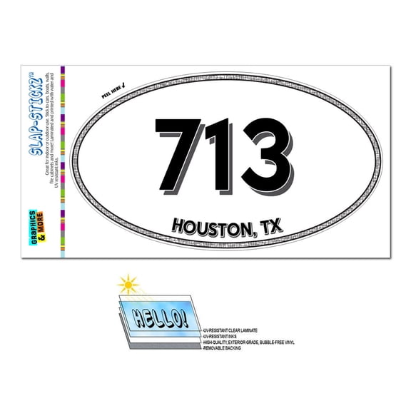 713 - Houston, TX - Texas - Oval Area Code Sticker