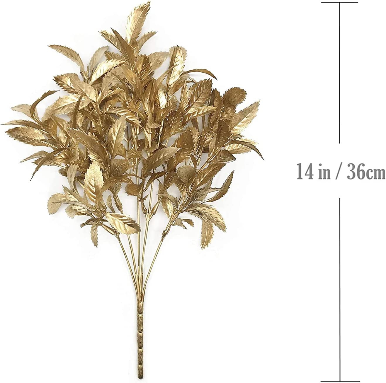 Morttic Artificial Golden Baby Breath Flowers, Plastic Fake Gypsophila Flower for Indoor Outdoor Christmas Wedding Home Party Table Arrangement Decoration DIY Planter Filler Gold Leaves Decor - 3 Pack