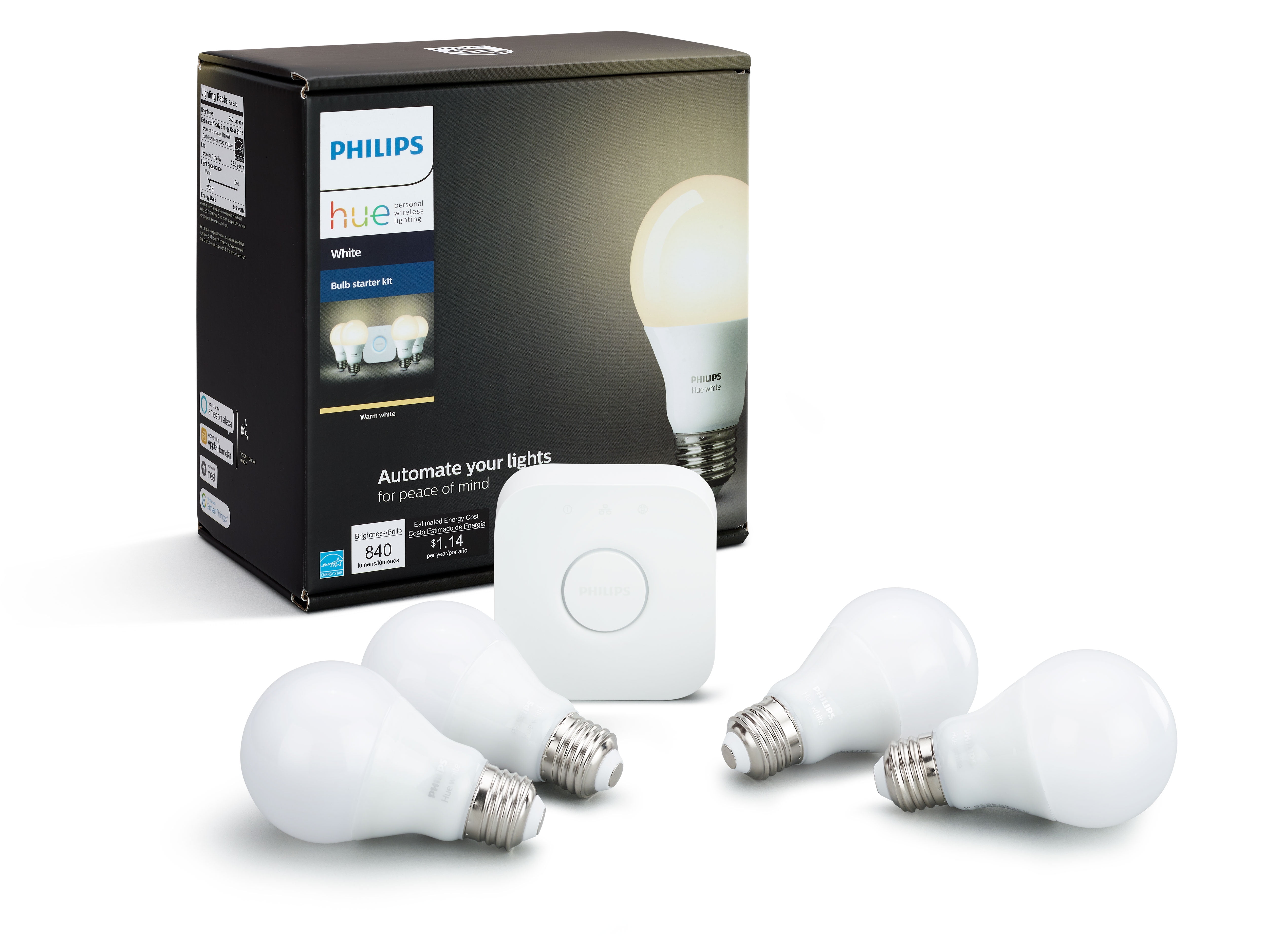530337 White for sale online Philips Hue A19 60W LED Smart Light Bulb 